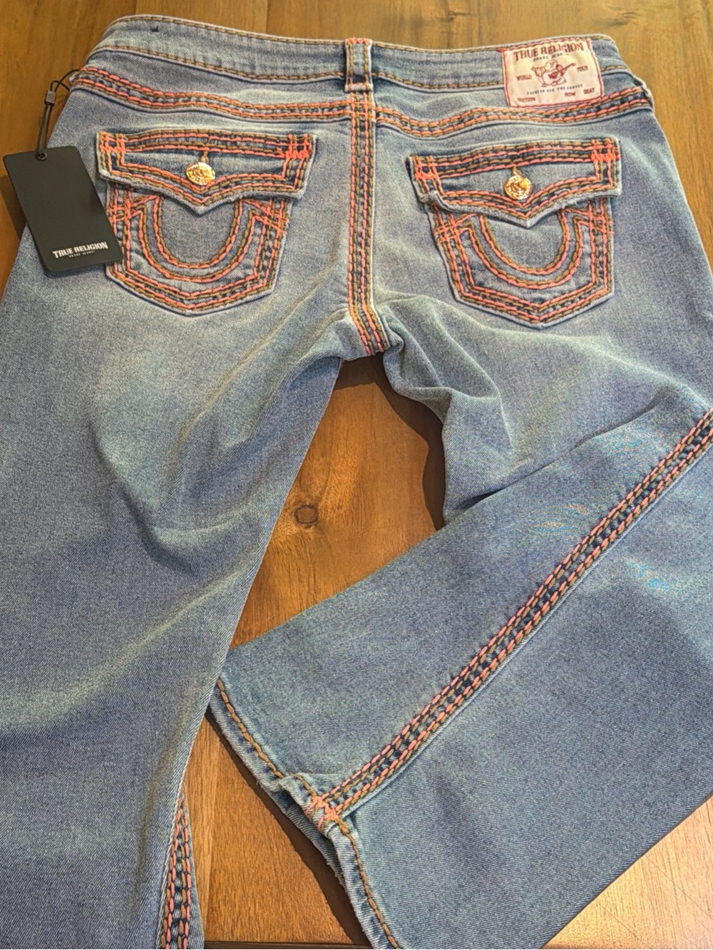 NWT True Religion Joey Low Rise Flare Jeans Super QT Stitch Peak Spot Size 29